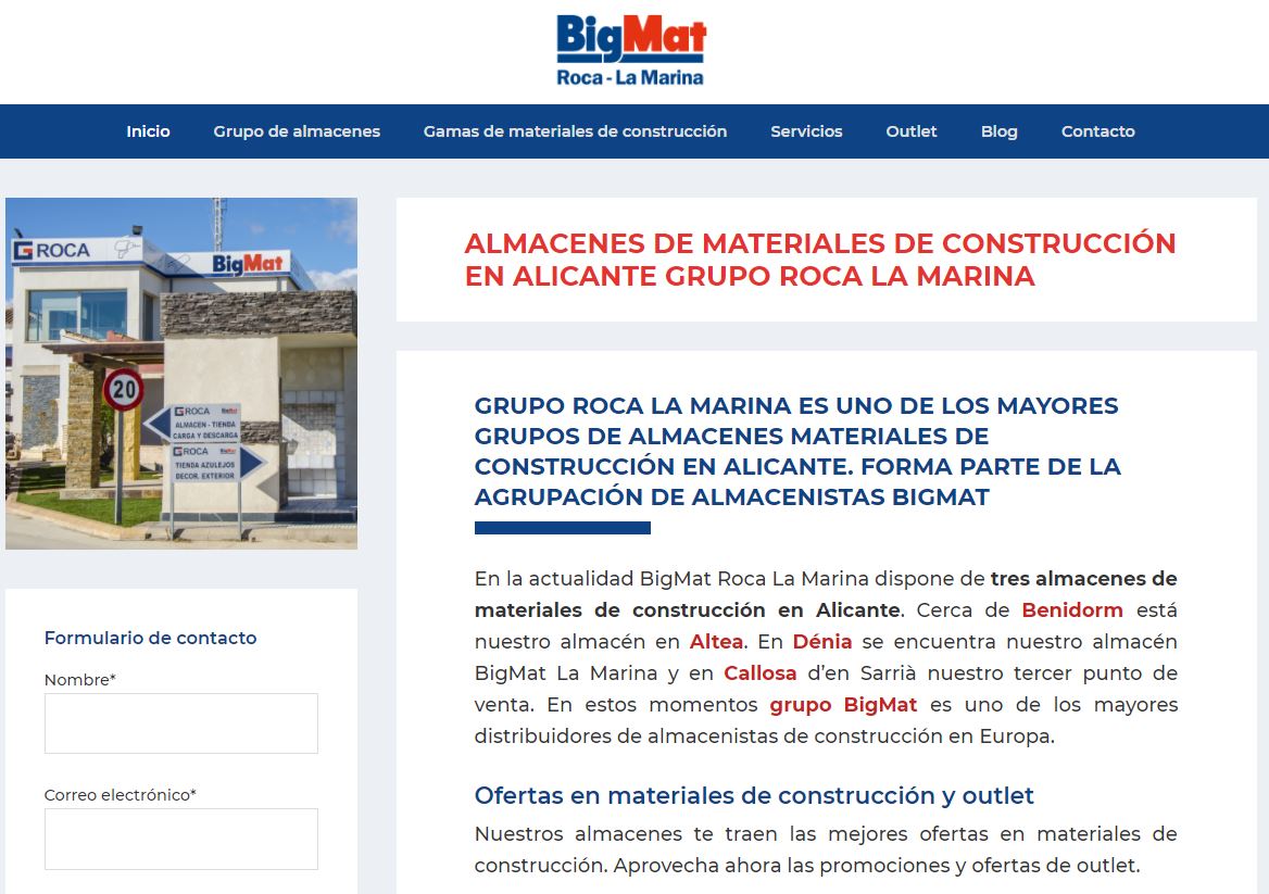 Lanzamiento de la nueva web BigMat Roca La Marina. Uno de los mayores grupos de almacenes de construcción en Alicante
