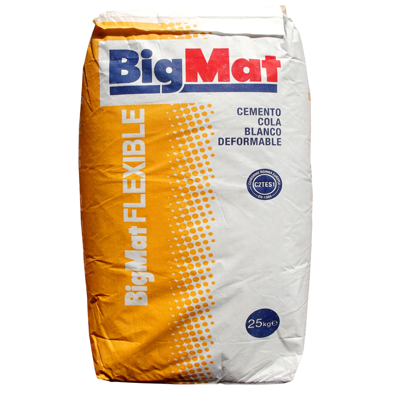 Cemento cola BigMat flexible blanco 25 kg. (C2TE S1) por 7,99€/u