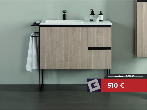 Mueble de baño Royo Structure 90+10cm + lavabo roble essence